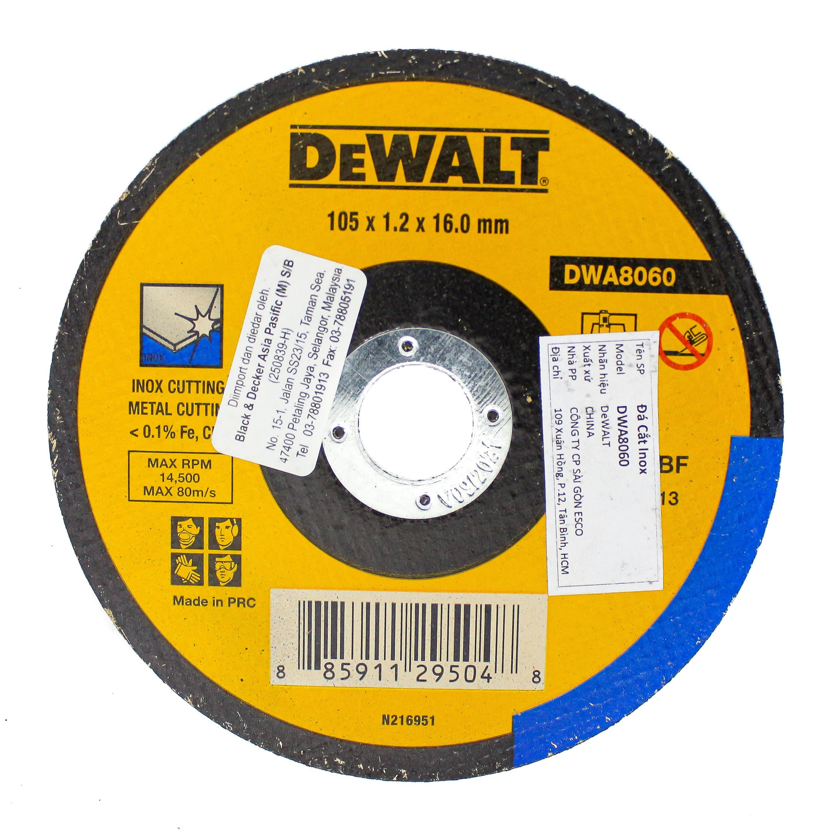 Đá cắt inox 100 x 1.2 x 16mm T1 DeWALT DWA8060-B1