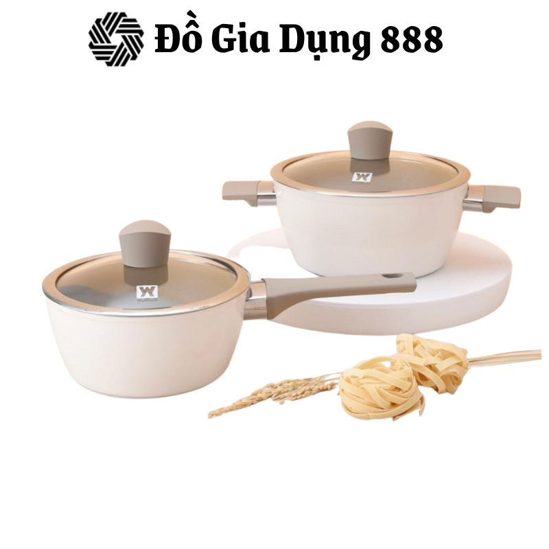 Bộ Nồi Chảo Wagensteiger, Size 18cm/20cm, 7 Lớp Phủ Chống Dính Siêu Bền, Dẫn Nhiệt Tốt, Dùng Cho Mọi Loại Bếp, Nhập Hàn