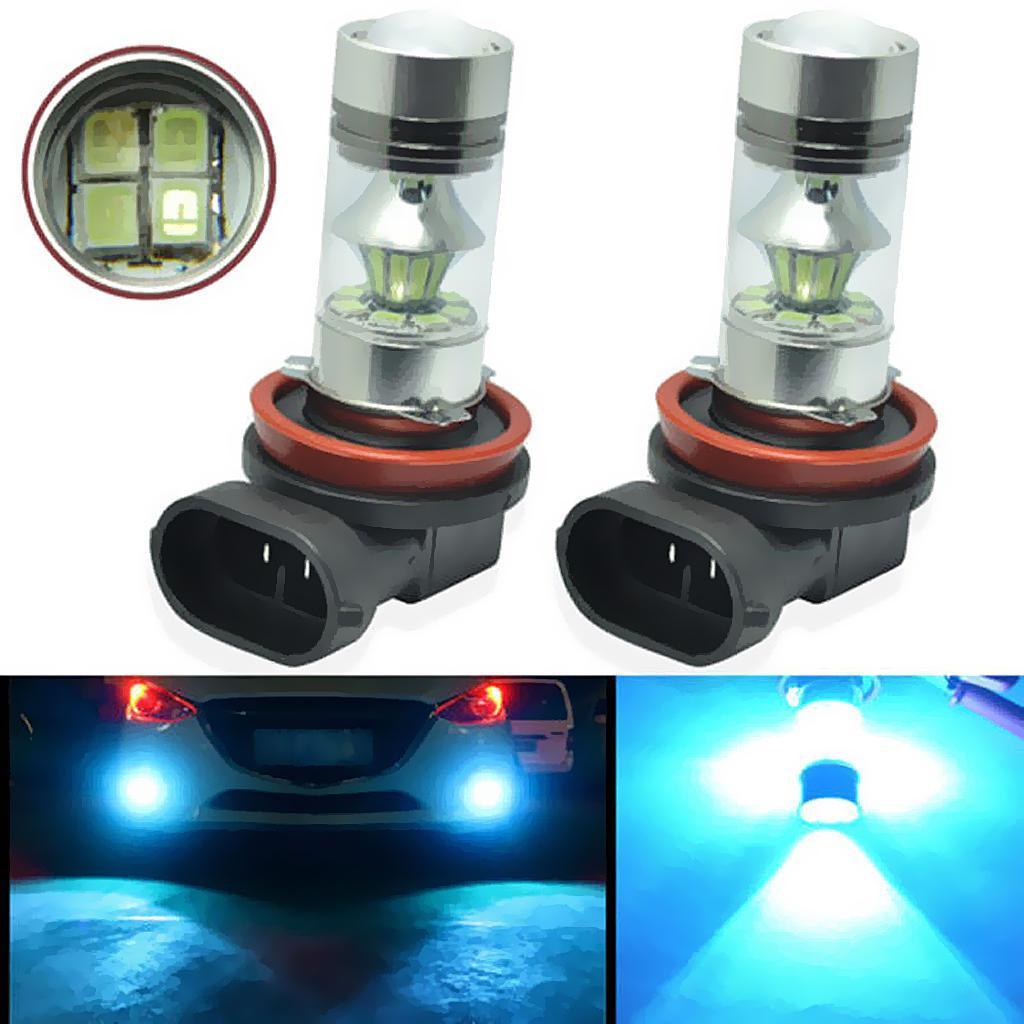 2 Pieces H11 100W Car Fog Driving Light LED Bulbs High Power Ice Blue