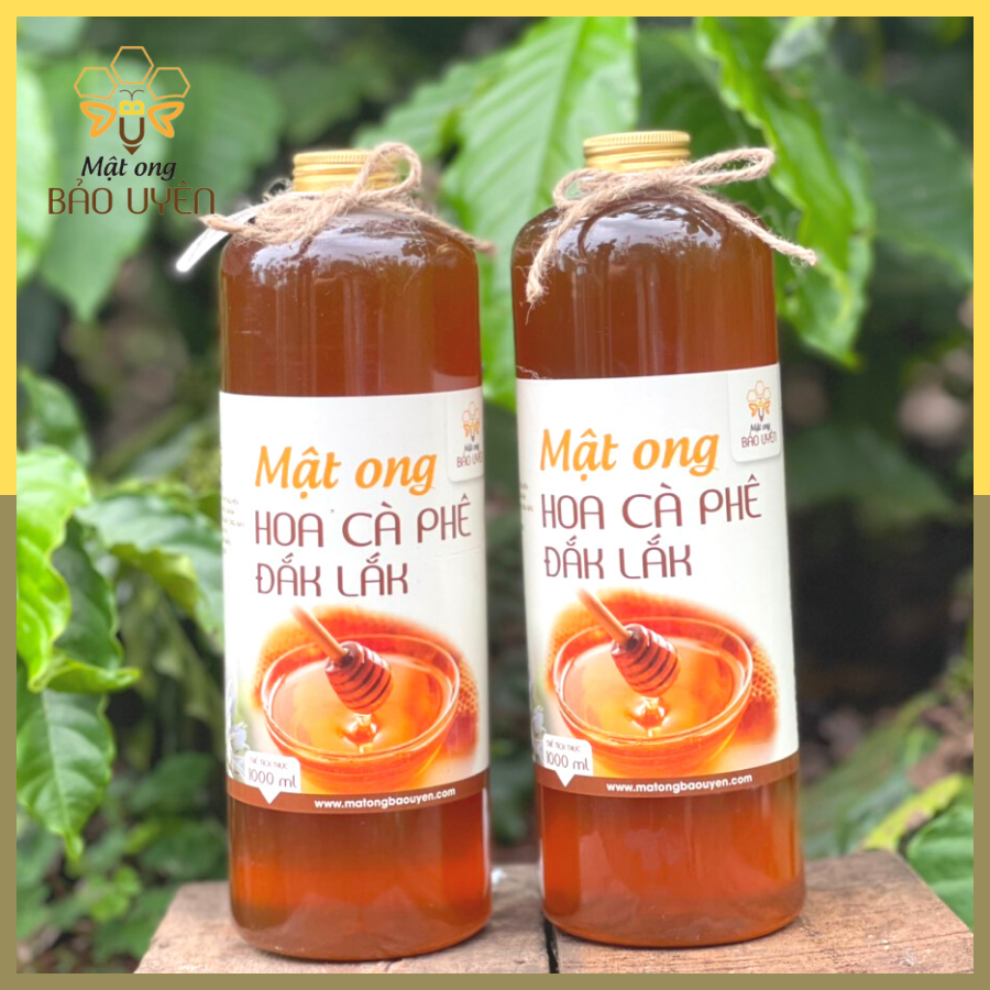 Combo 2 Mật Ong Hoa Cà Phê Đắk Lắk Nguyên Chất Chống Oxy Hóa Tăng Cường Sức Đề Kháng Dung Tích Chai 1 Lít