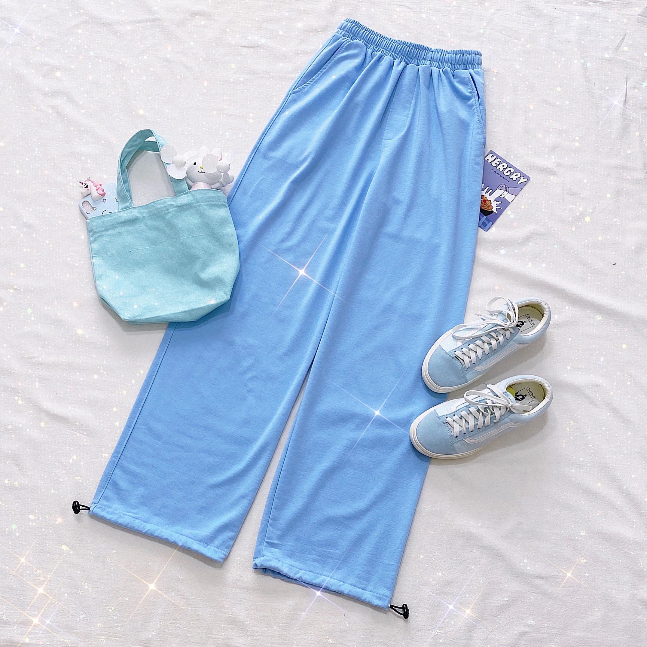 Quần Jogger Thun Dài Dây Rút Lai Màu Xanh Dương Long Basic Pant - Jogger Dây Rút Unisex - MM