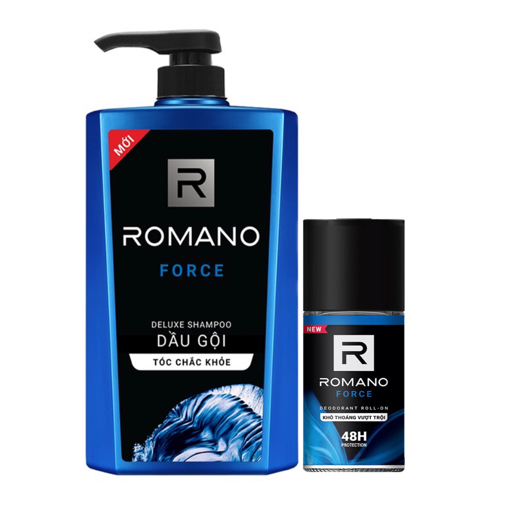 Combo Dầu gội Romano Force 650ml+Lăn khử mùi Romano Force 50ml