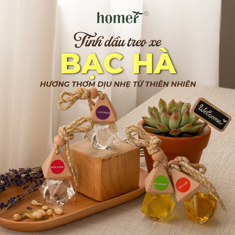 Tinh Dầu Bạc Hà Homer - Tinh Dầu Xông Thơm Phòng, Thư Giãn, Khử Mùi - Tinh dầu Sả Chanh/ Vỏ Quế/ Cam Ngọt/ Oải hương/ Ngọc Lan Tây/ Tràm Trà/ Bưởi Ngọt