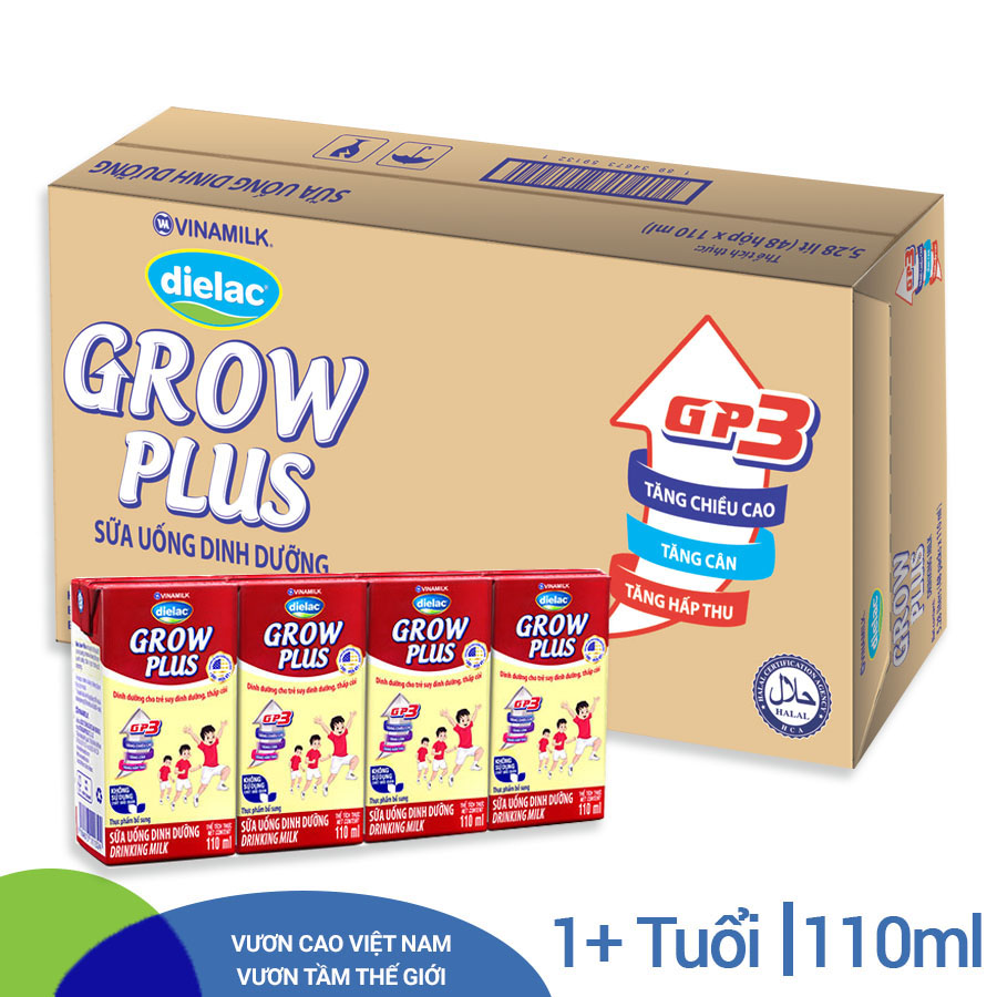 Thùng 48 Hộp Sữa Bột Pha Sẵn Vinamilk Dielac Grow Plus - Đỏ 110ml