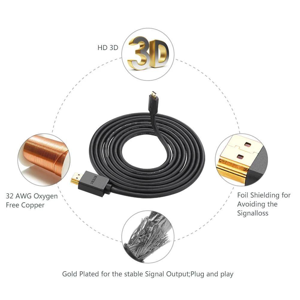 Ugreen UG40506HD127TK 1m màu đen 4K 60Hz cáp Micro HDMI ra HDMI - HÀNG CHÍNH HÃNG