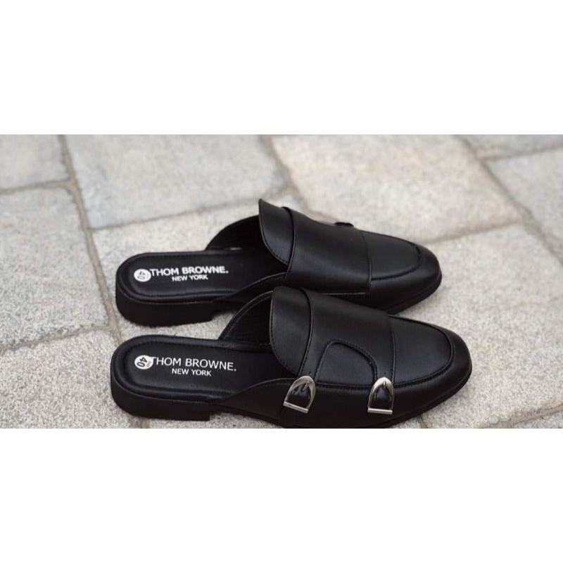 Giày sục nam da bò. Double Monk Strap Slipper