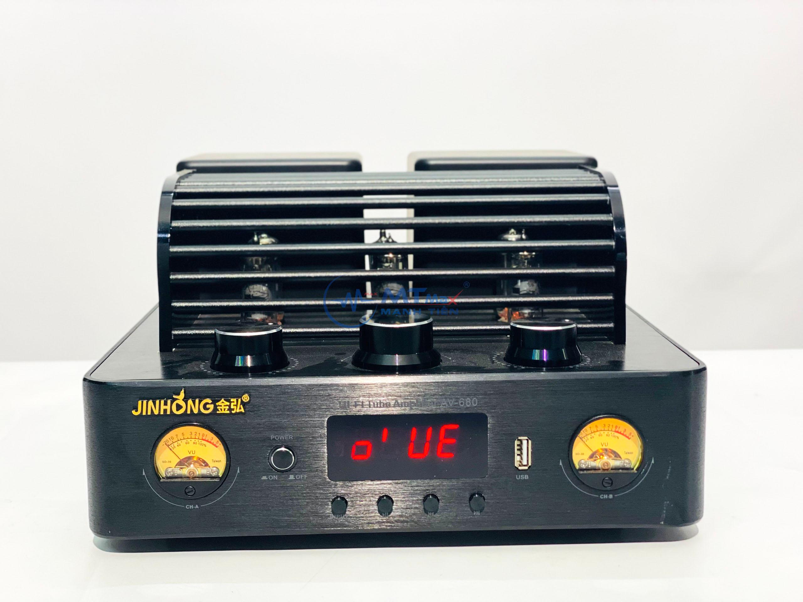 Amply Bóng Đèn AV680 Công Suất 300W Trang Bị 8 Bóng Đèn Cao Cấp Có Độ Méo Tiếng Thấp Tặng Full Dây kết Nối, Hàng Chính Hãng