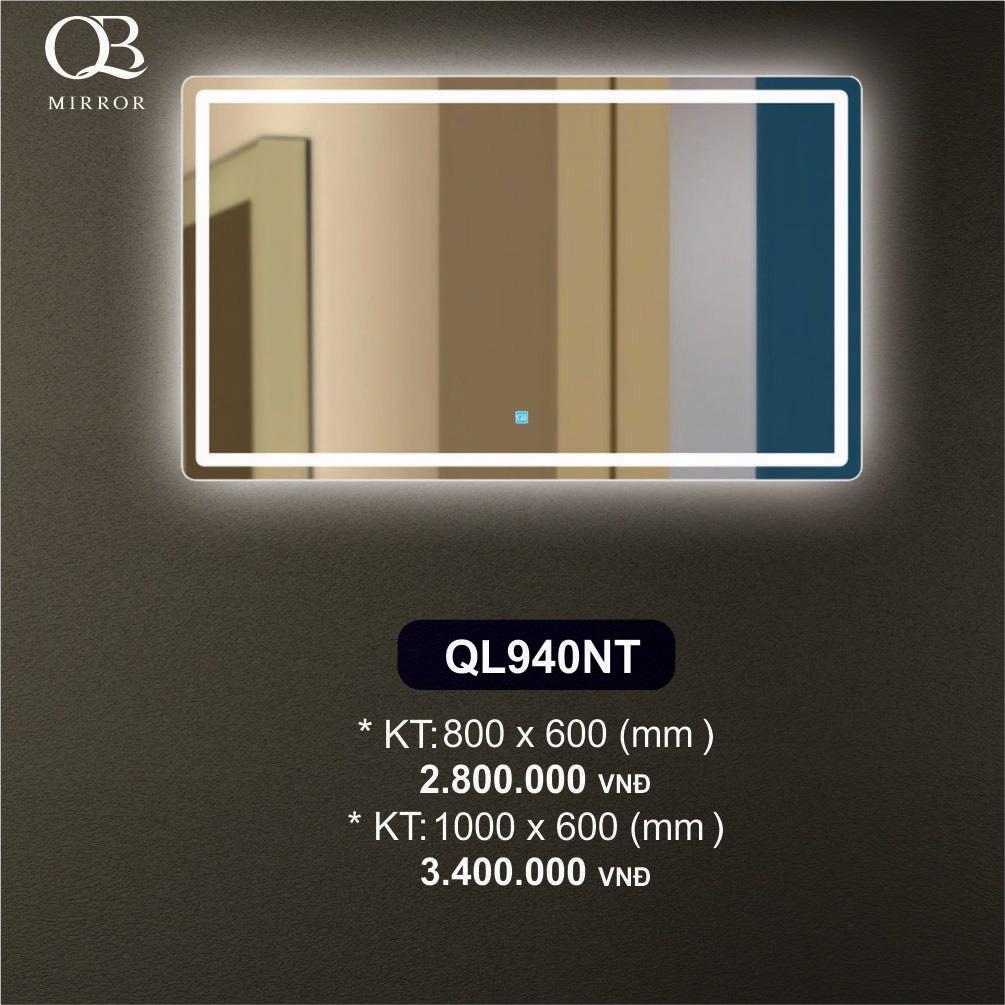 Gương đèn led cảm ứng QB - Gương led treo tường hình chữ nhật treo ngang