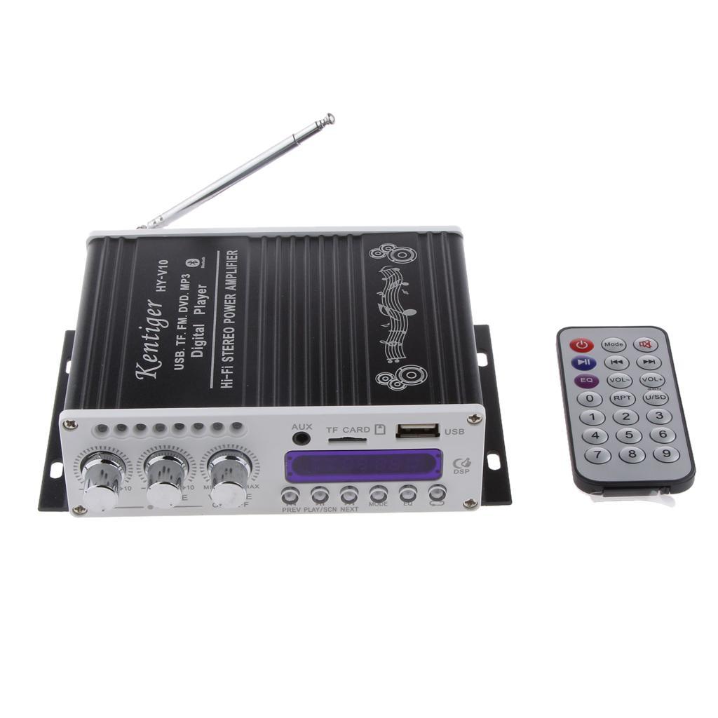 2CH Bluetooth HiFi Stereo AMP Amplifier Bass Booster For Car Home MP3 Black