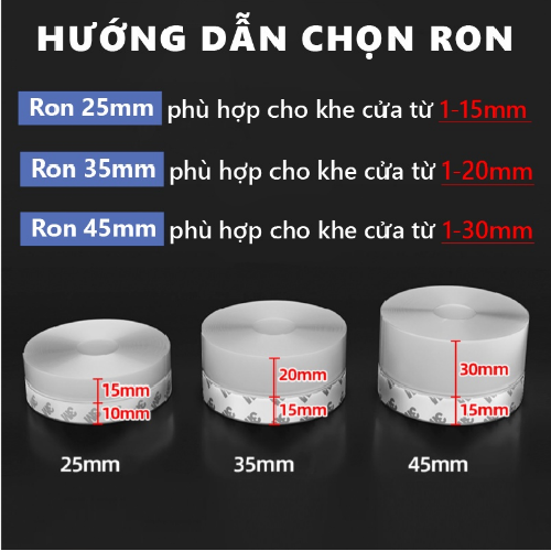 Ron chặn cửa 35mm, Miếng chắn khe cửa cách âm giữ nhiệt trong phòng, Thanh dán chân cửa chống gió lùa, dán mọi loại cửa 