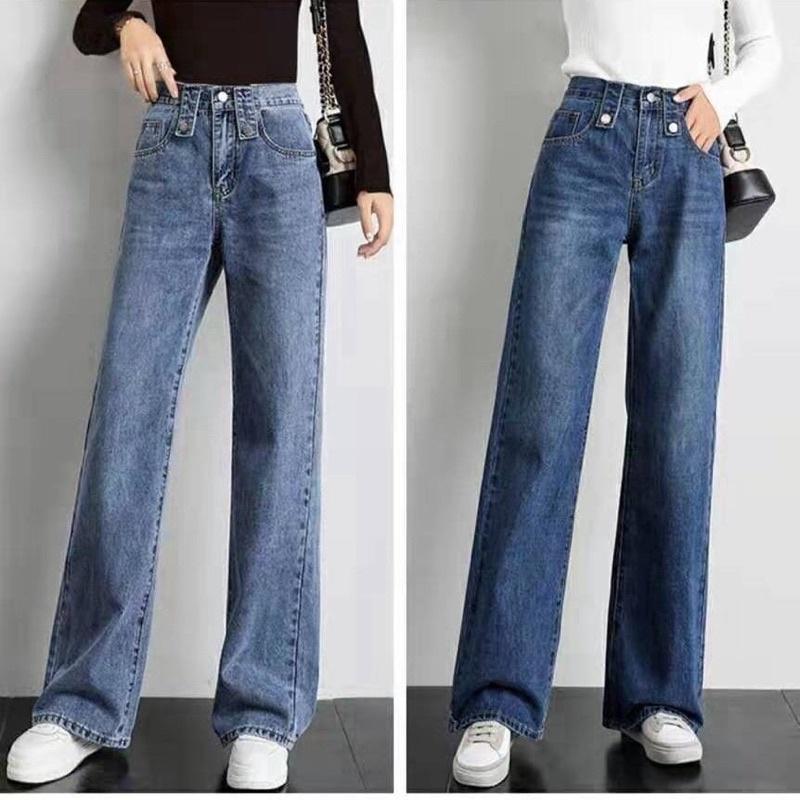 Quần jeans nữ ống rộng chun sau hàng mới về 2022 Quảng Châu mã #222