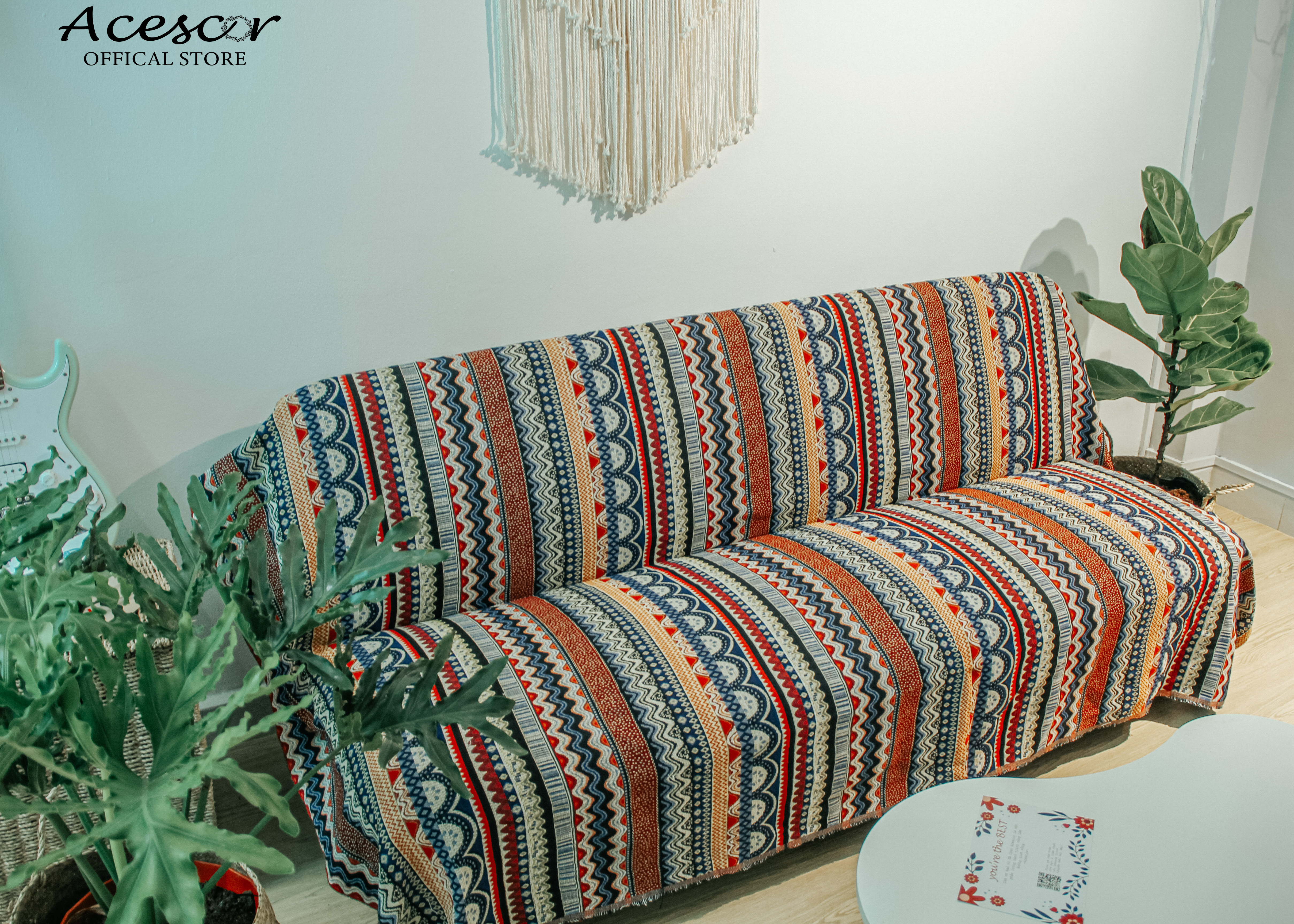 Thảm Thổ Cẩm Chăn Phủ Ghế Sofa, Khăn Trải Bàn, Thảm Trải Sàn CTC01- Trang Trí Phòng Khách, Phòng Ngủ