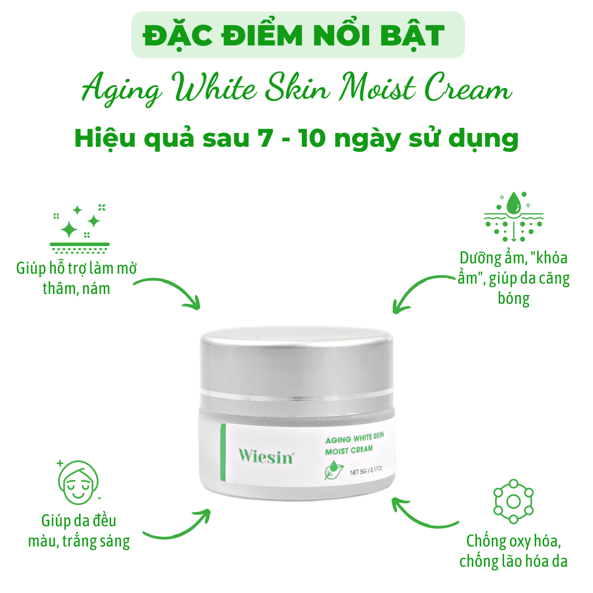 Bộ chăm sóc da mặt dưỡng trắng dưỡng ẩm chuyên sâu Wiesin mini - WS07