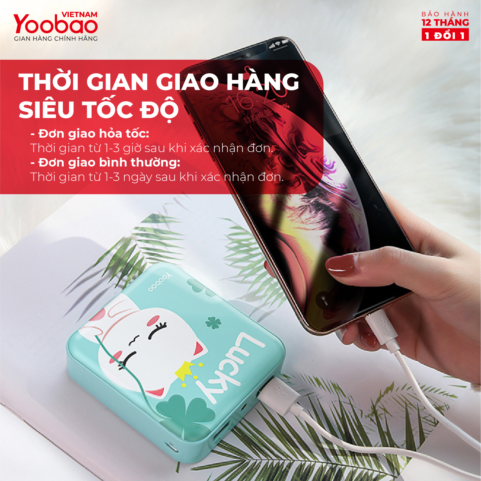 Sạc dự phòng mini 10000mAh Yoobao YB-6024 Trang bị đèn LED chiếu sáng