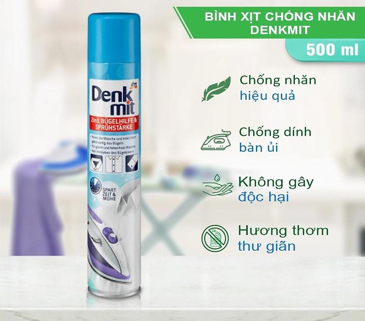 Bình Xịt Thơm Chống Nhăn, Làm Thơm Quần Áo Khi Là Ủi Denkmit 2in1, Dung Tích 500ml, Nhập Đức