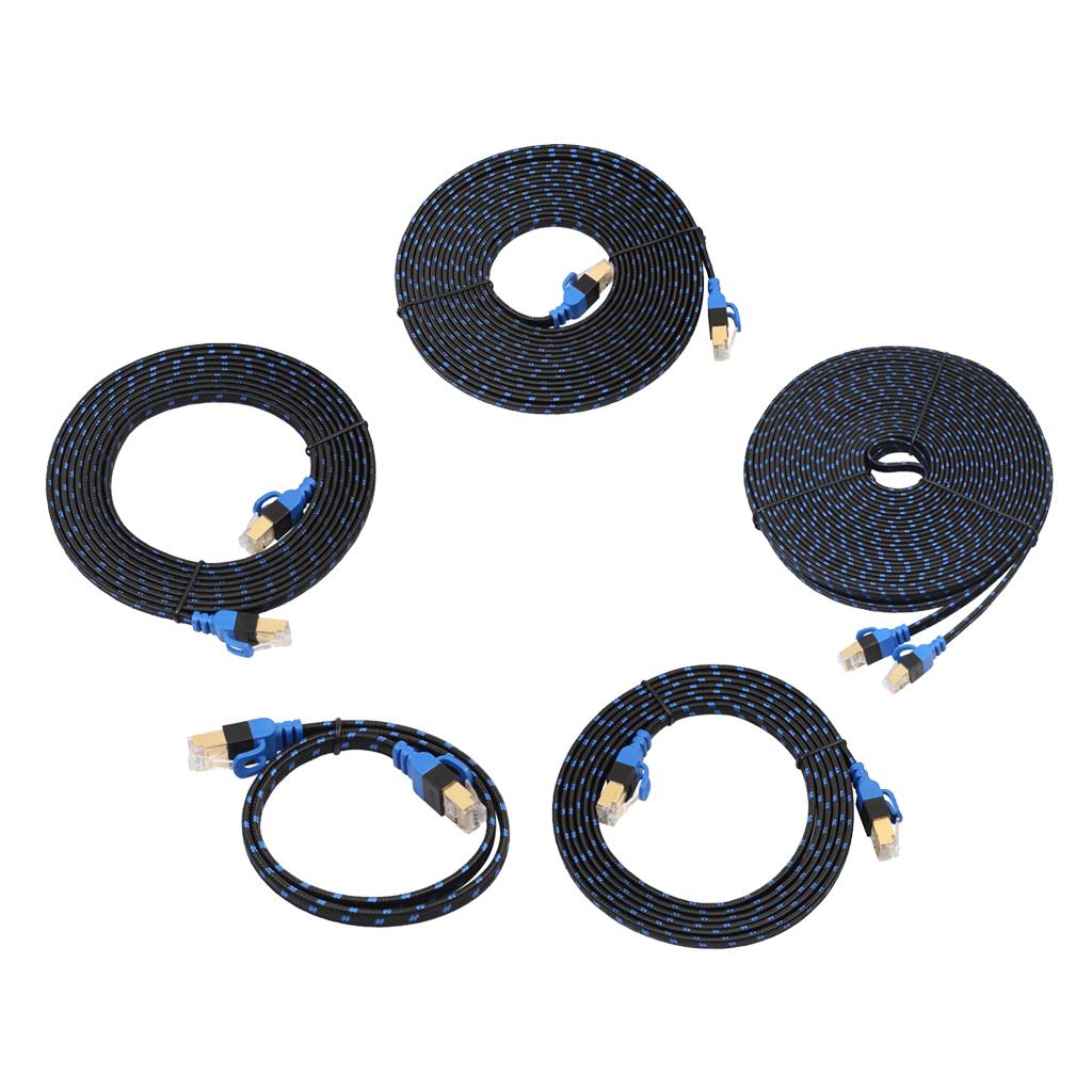 Cat7 Ethernet Cable 10 Gigabit Flat Patch Network LAN Cord For PC