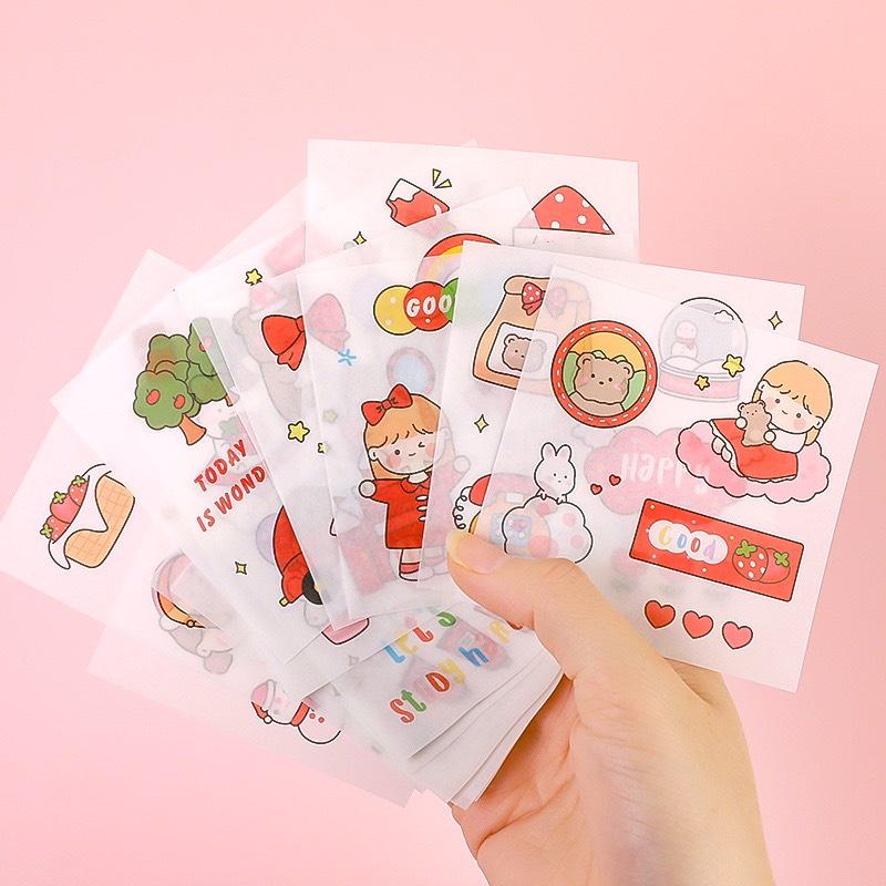 Hộp 100 miếng Sticker dán dễ thương - Văn phòng phẩm - Trang trí đồ vật góc học tập