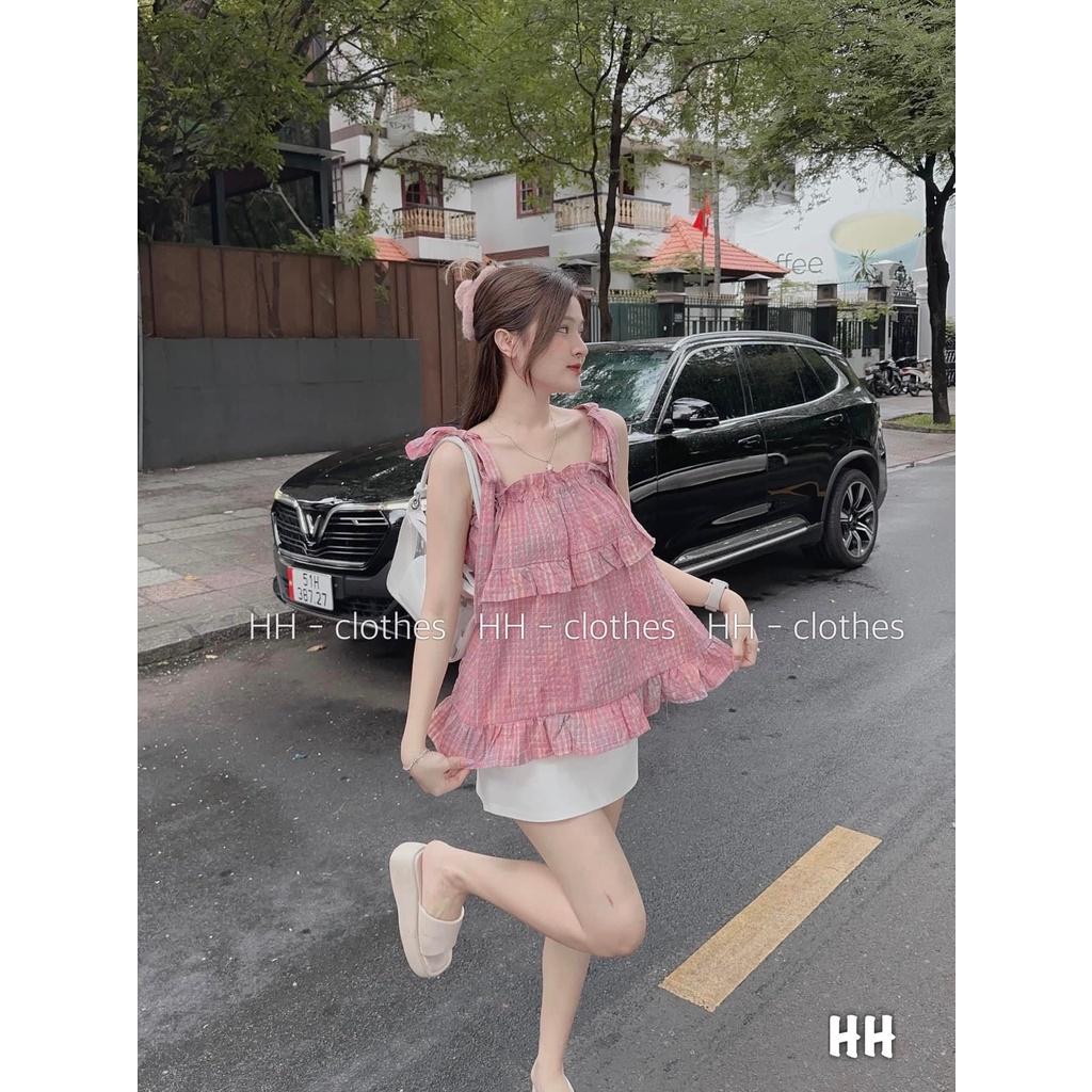 SET BỘ ĐI CHƠI, SET 2 MÓN ÁO 2S KẺ HỒNG PHỐI CHÂN VÁY NGẮN CỰC XINH XỈU