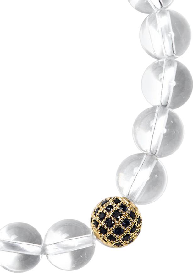 Vòng Đá Thạch Anh Trắng Phối Charm Xi Vàng Đính Đá Ngọc Quý Gemstones VT51