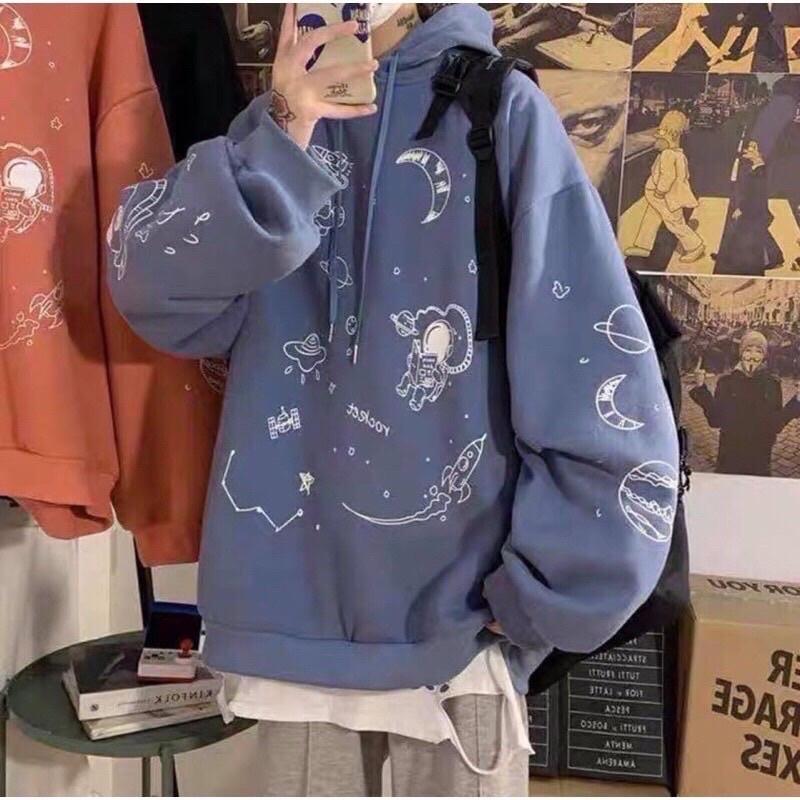 Áo Hoodie Nam Nữ Nỉ Bông Dày Dặn Form Rộng Unisex- Áo Nỉ Nam Nữ Ulzzang Hoạ Tiết Phi Hành Gia Rocket Hot