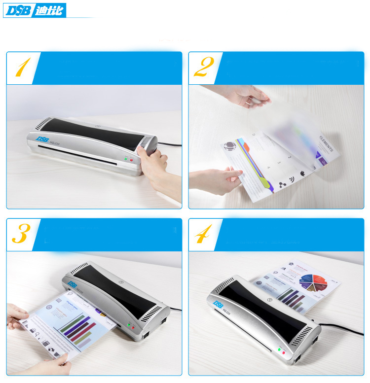 Máy ép nhựa DSB HQ-335/ép khổ giấy tối đa lên đến A3 -máy ép plastic, ép giấy tờ cho văn phòng - menu, quảng cáo, tranh ảnh