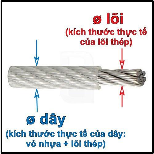 Cáp inox 304 bọc nhựa 4li, 5li, 6li cáp thép giá sỉ THÁI BÌNH VINA