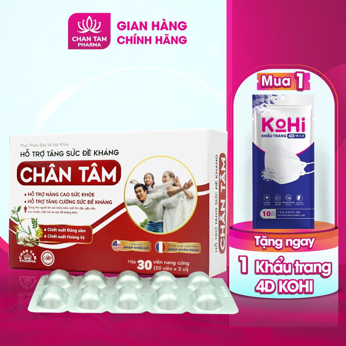 Viên uống tăng sức đề kháng Chân Tâm hỗ trợ giảm mệt mỏi, suy nhược