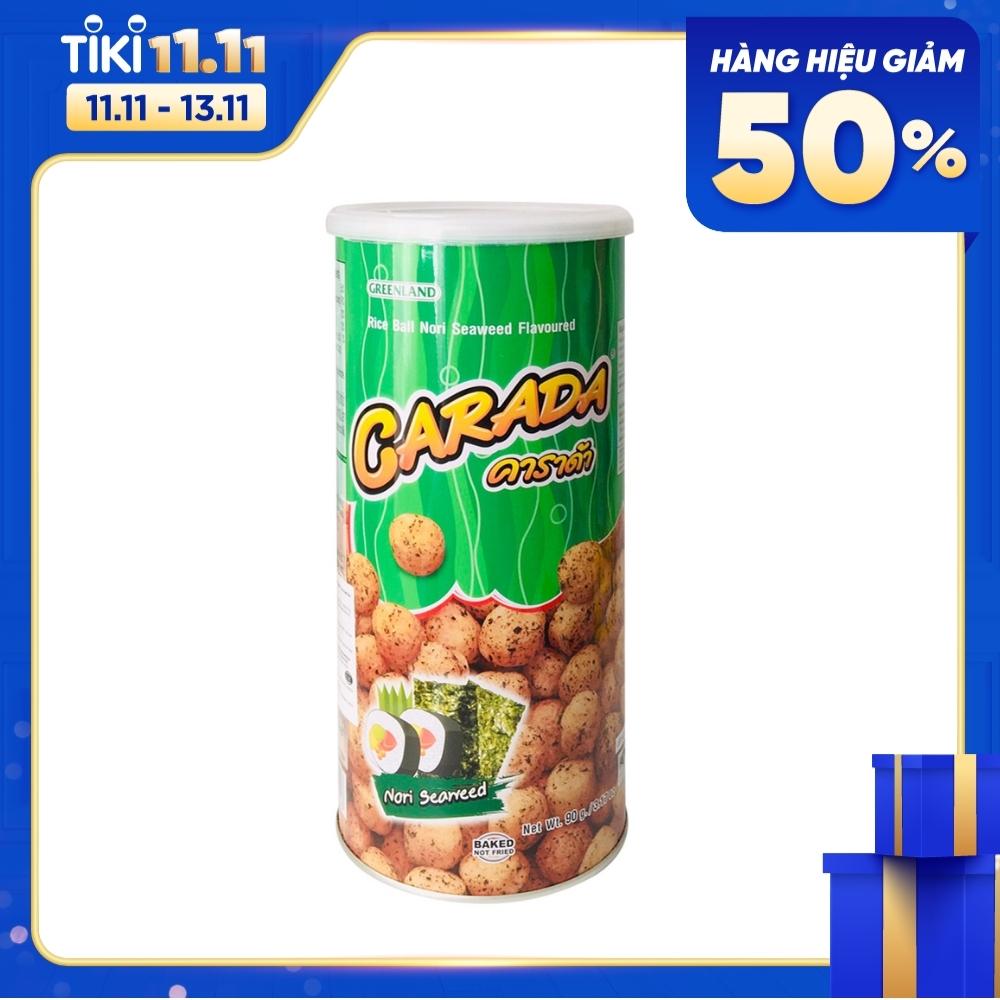 Lon (Hũ) Bánh Snack (Bim Bim) Gạo Carada Vị Rong Biển Nhập Khẩu Chính Hãng Từ Thái Lan (90 Gram/ Hũ) thơm ngon, giòn - Rice Ball Nori Seaweed Flavoured Carada