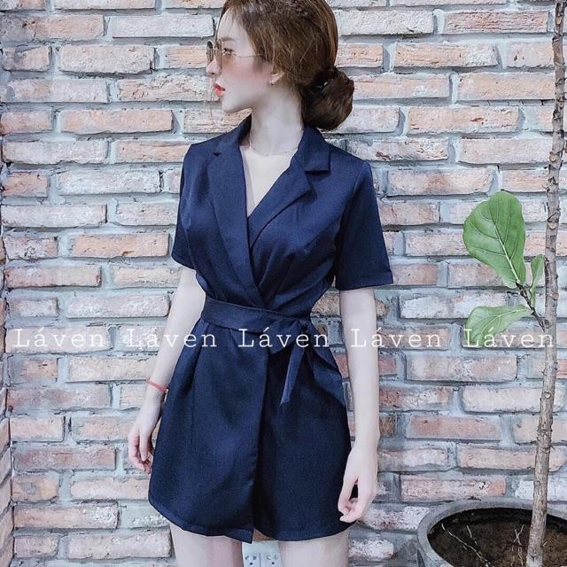 Jum cổ vest cột nơ eo