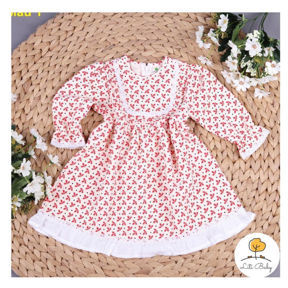 Váy nhung hoa gấu viền trắng size 1-10T.