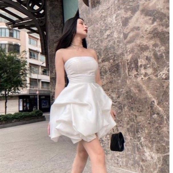Đầm xòe cúp ngực nhún tầng công chúa bồng bềnh sang chảnh, Váy đầm dự tiệc đẹp giá rẻ