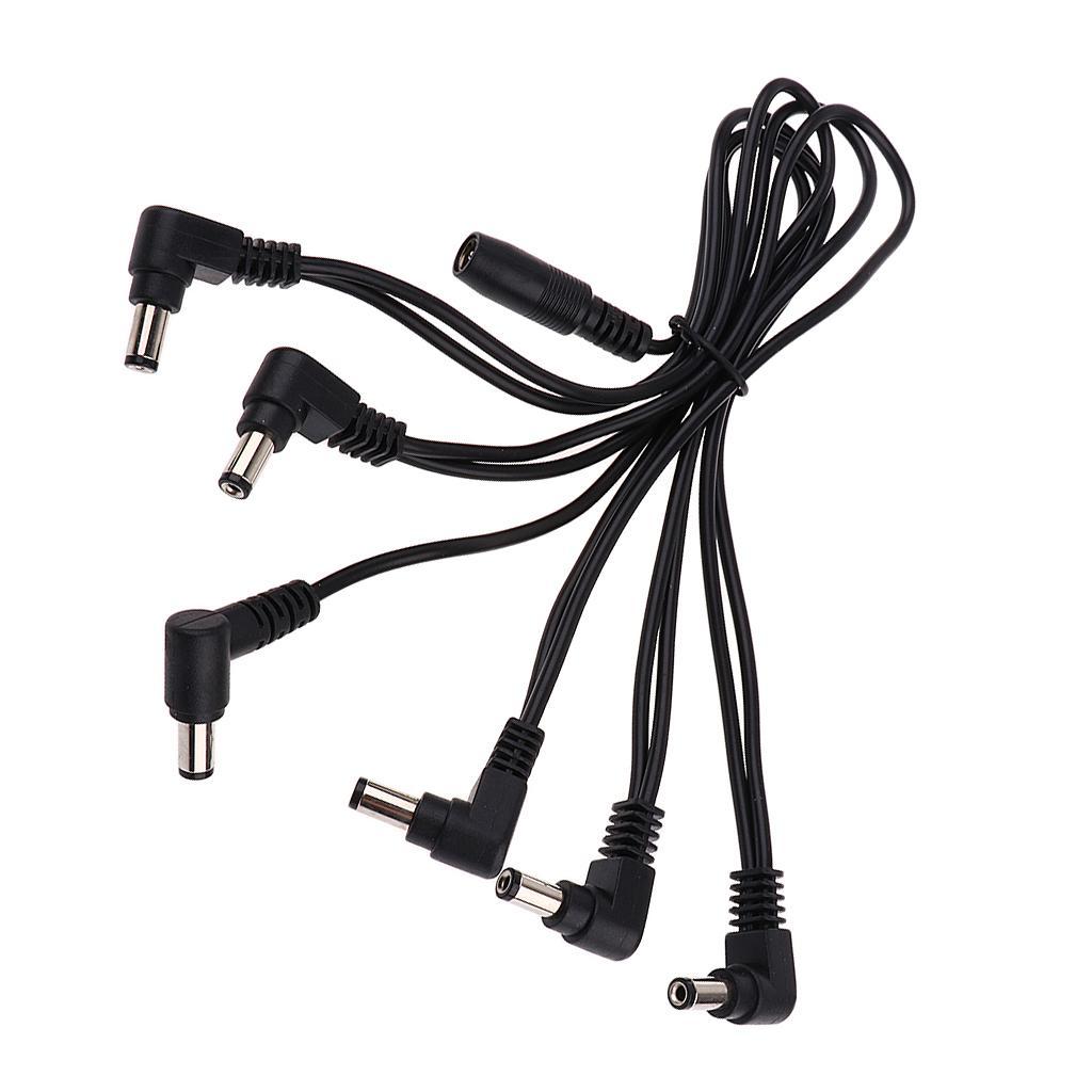 2xGuitar 6-Way Splitter Power Supply Cable for Effects Pedals Accessories, Black Color