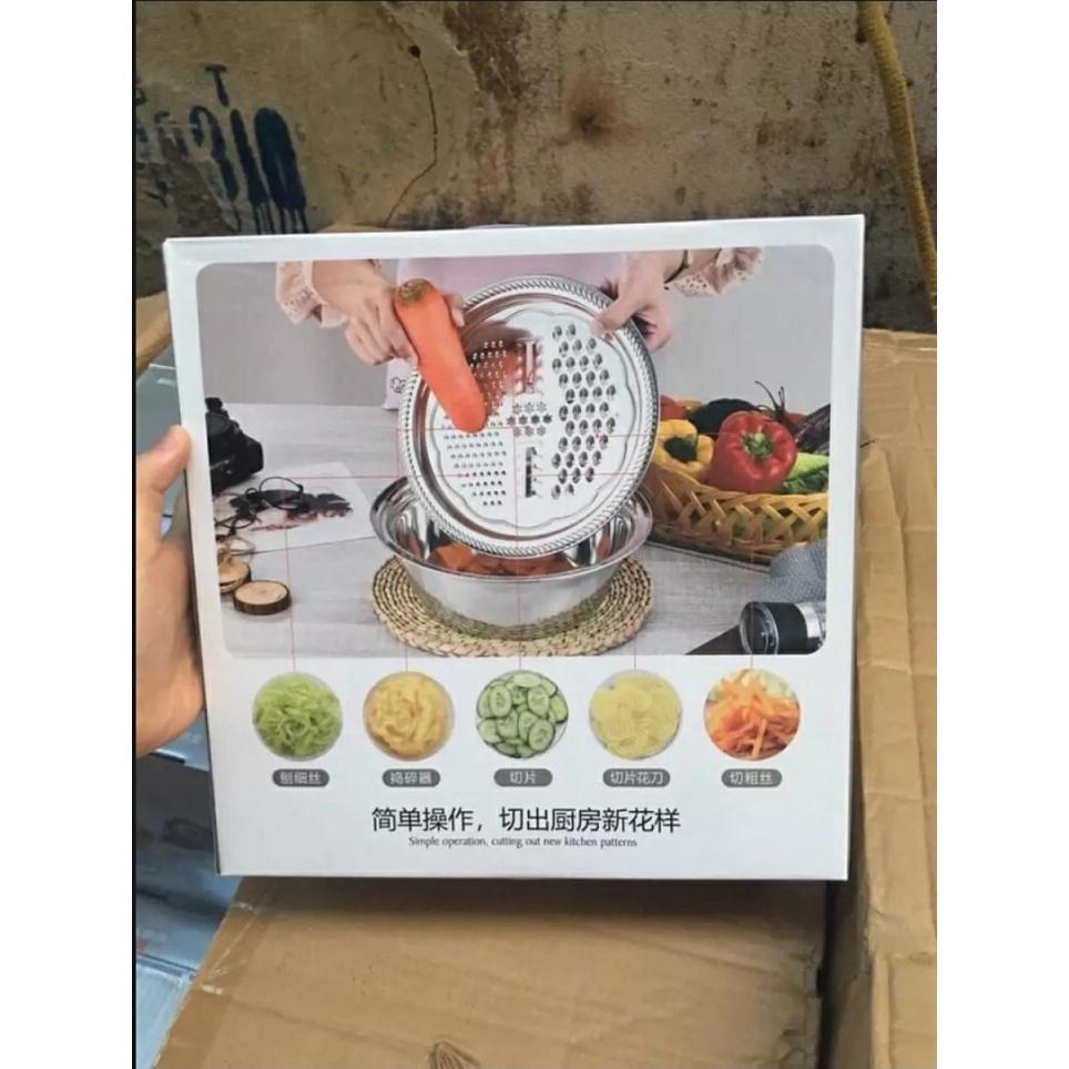 Bộ nạo rau củ 3 món kiêm rổ và chậu inox cao cấp đa năng, tiện lợi dùng cho nhà bếp