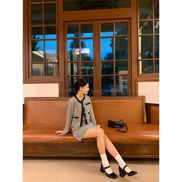 Set khoác caro & chân váy