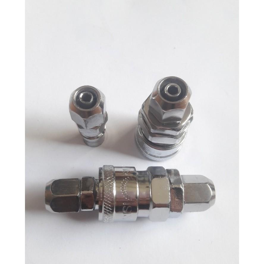 Đầu nối hơi/ khớp nối nhanh máy nén khí ra dây 5x8mm/ 6.5x10mm/ 8x12mm