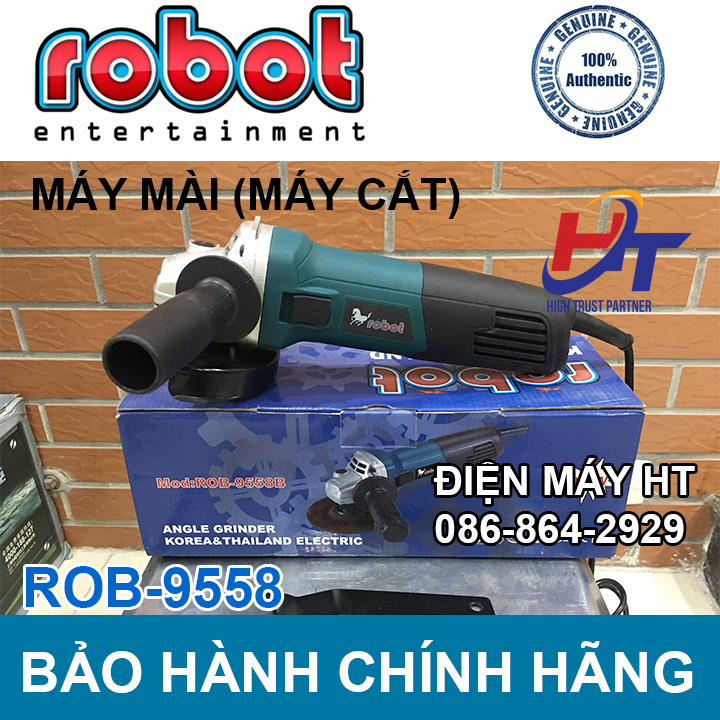 Máy mài góc, máy cắt sắt, cắt gạch, máy mài cầm tay đa năng ROBOT ROB-9558 - Lõi đồng - công suất 850w