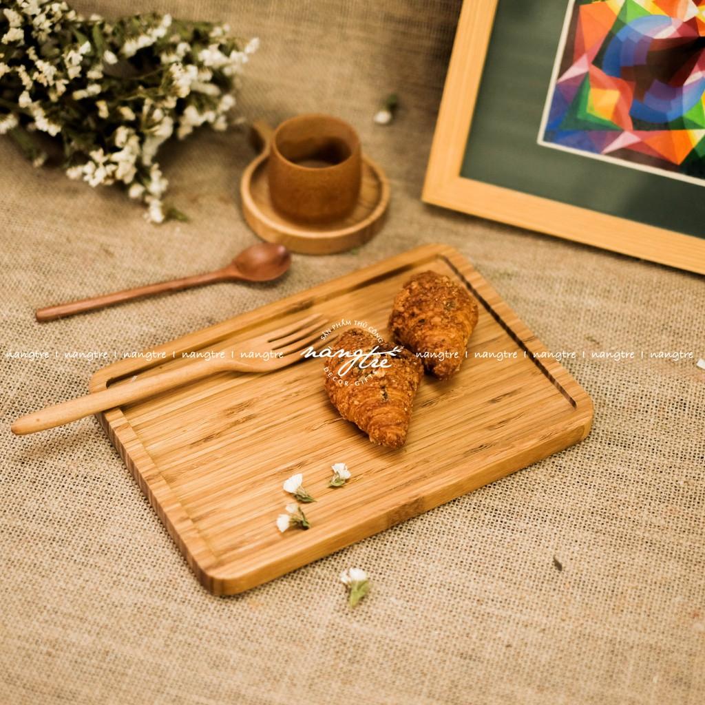 Khay gỗ tre chữ nhật - Khay gỗ tre decor - Bamboo wood tray