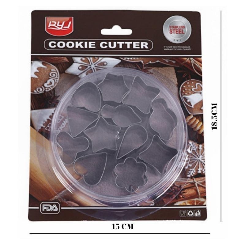 Khuôn Bánh Quy Cookies Cutter Khuôn Nhấn Bộ 12 Chi Tiết - CBQUI12MAU