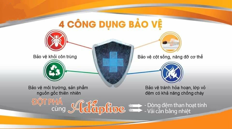 Đệm (nệm) Bông Ép Than Hoạt Tính ADAPTIVE KING HÀN QUỐC