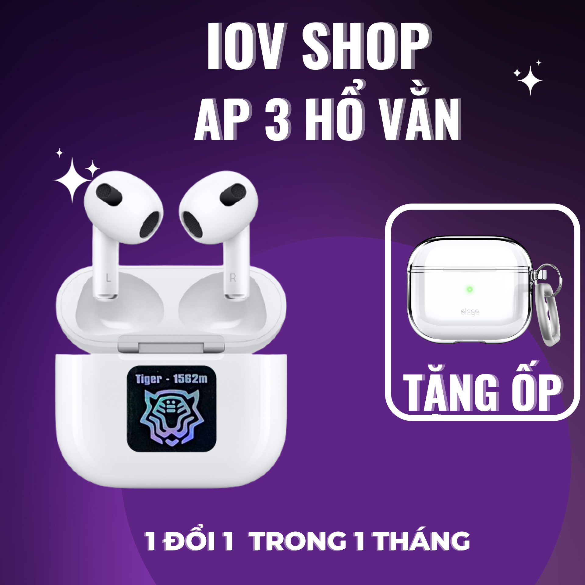 Tai Nghe Hổ Vằn Airpods3 1562M - Định Vị - Pin Trâu 6H - Đổi Tên - Sạc Không Dây