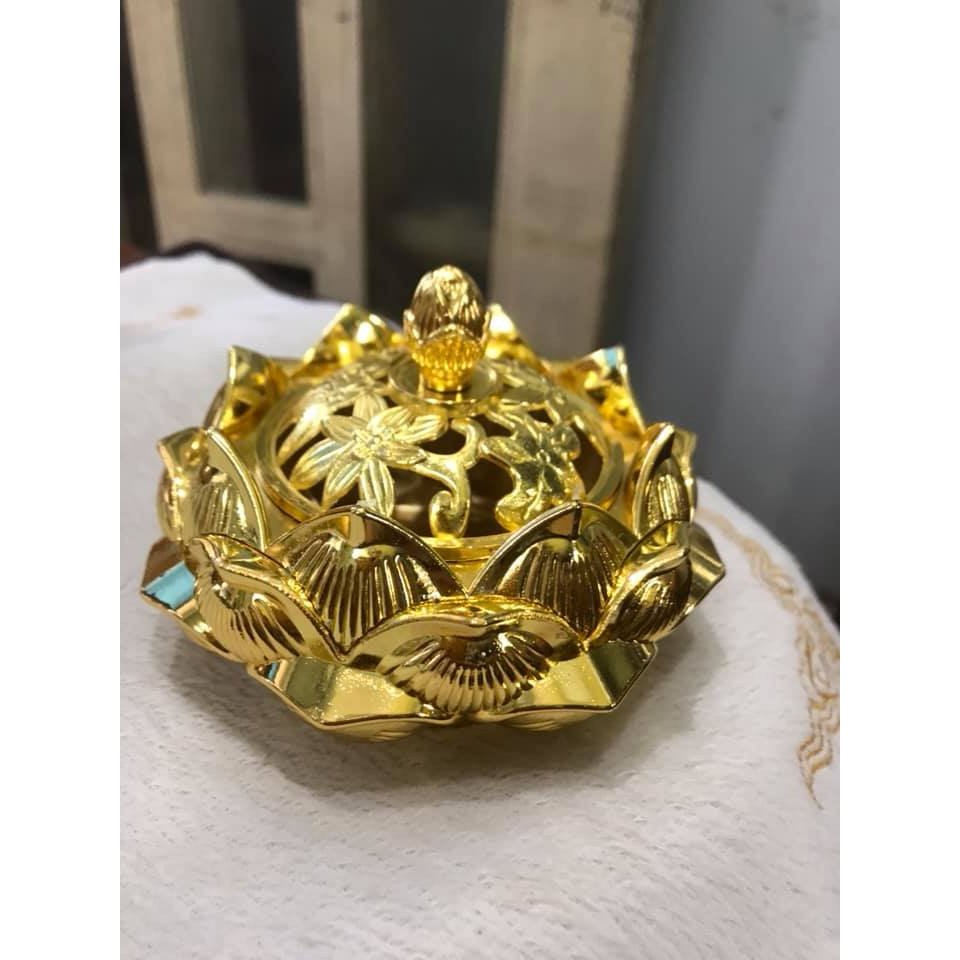 LƯ XÔNG TRẦM ĐỒNG THAU MÀU VÀNG SIZE 11CM CAO 8CM ĐỂ BÀN THỜ THẦN TÀI BÀN THỜ PHẬT XÔNG TRẦM CHO THƠM
