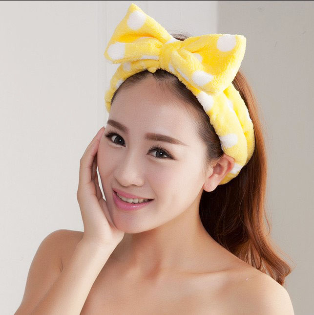 Băng đô nơ chấm bi, băng đô turban rửa mặt trang điểm kiểu dáng cute BD28