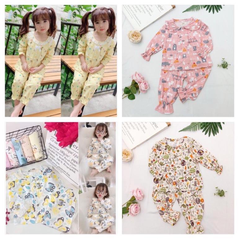 bộ pijama tay dài bé gái hoạ tiết cực xinh(size 9-25kg)-set thu đông bé gái -sỉ quần áo trẻ em hcm pikakids