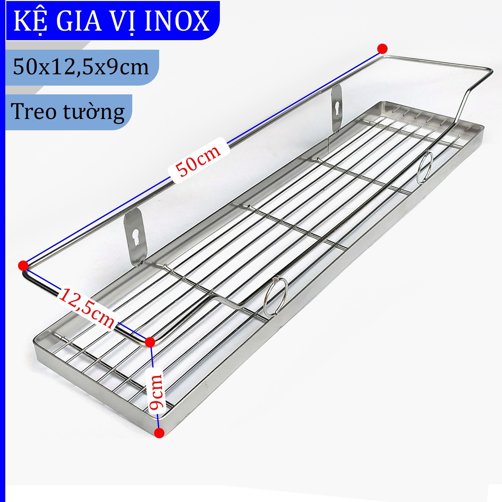 Kệ Gia Vị INOX KI-01GV- Kích thước 50x13x9cm