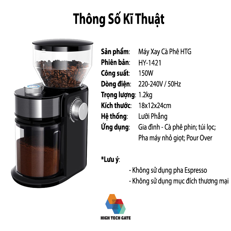 Máy xay cà phê HY-1421 pha cafe phin, pha máy nhỏ giọt cafe DRIP, pha túi lọc đa dạng với 16 cấp độ xay nghiền, 2-14 cốc mỗi lần cho máy cafe drip, hàng chính hãng