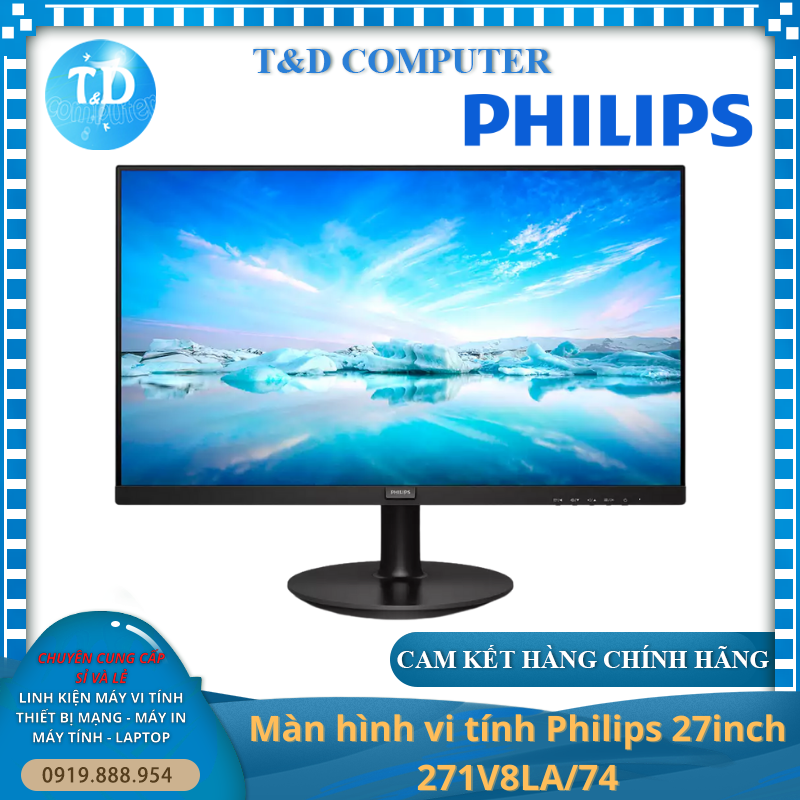 Màn hình máy tính 27inch Philips 271V8 (27&quot; IPS FHD 75Hz, HDMI+VGA) - Hàng chính hãng Viễn Sơn phân phối