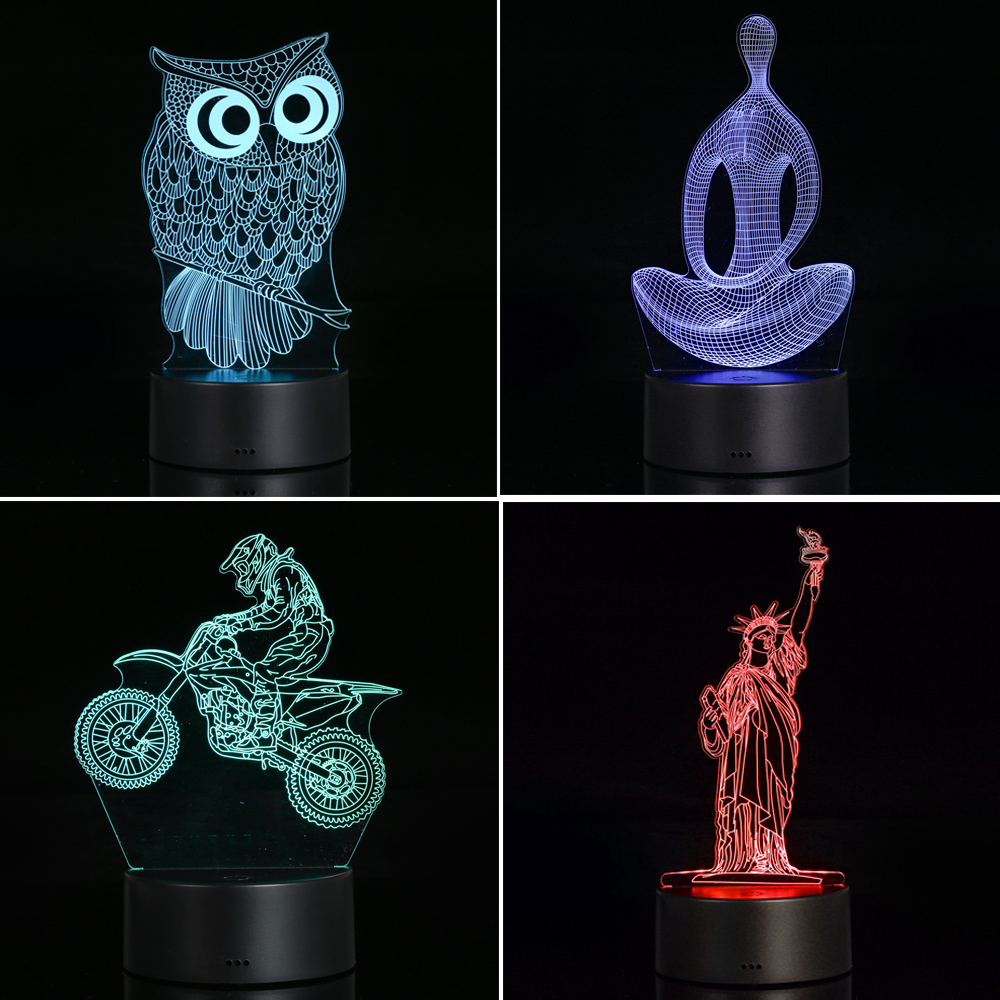 Đèn Ngủ LED 3D Acrylic Trong Suốt 7 Màu