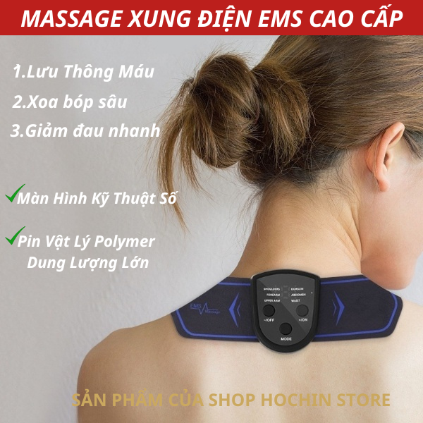 Máy Massage xung điện Âu Mỹ,máy mát xa cổ vai gáy bằng xung tần số thấp,kích thích cơ bắp làm mềm cơ giúp giãn cơ và giảm đau nhức mệt mỏi hiệu quả ngay sau khi sử dụng