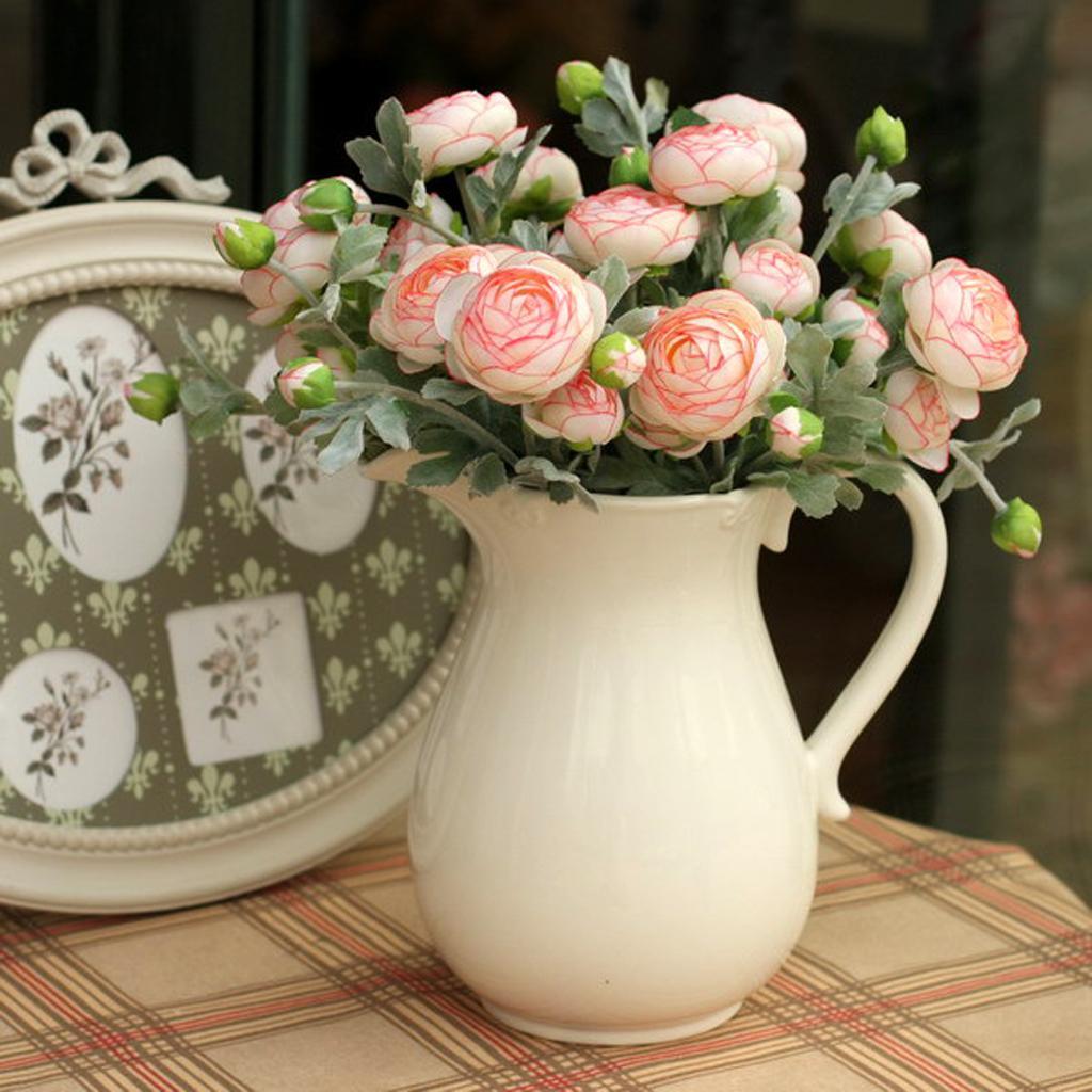 3-head Artificial Silk Flower Victoria Rose Wedding Bouquet DIY Decor