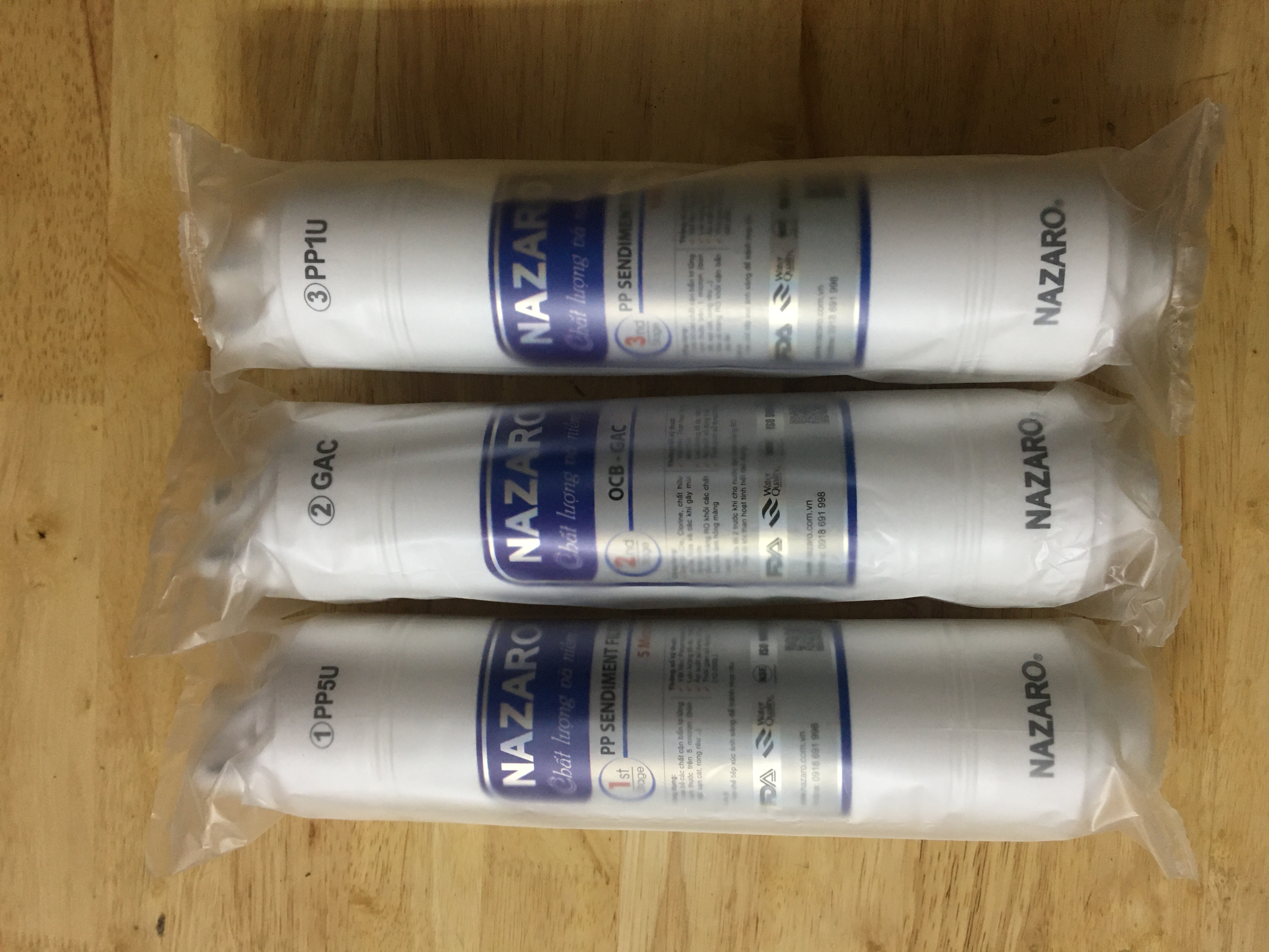 Combo Bộ lõi lọc thô 1,2,3 Lõi đúc dùng cho máy nóng lạnh